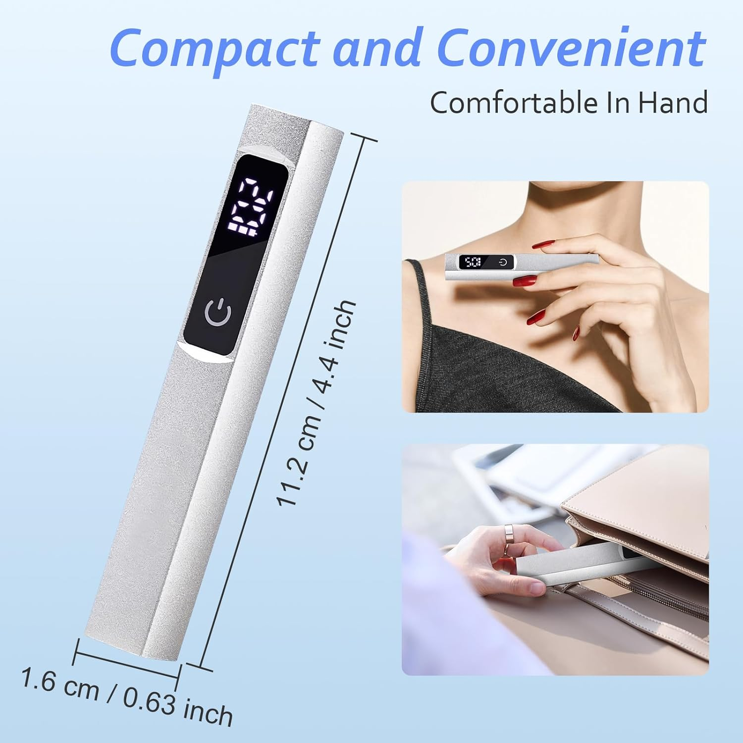 Diesisa Mini UV LED Nail Lamp for Gel Nails,Upgrade 2.0 Handheld UV Light, USB Mini Nail UV Light for Fast Curing with Touch Screen, Portable Uv Light for Nails, for DIY at Home Nail Salon-Silver - Gray image number 2