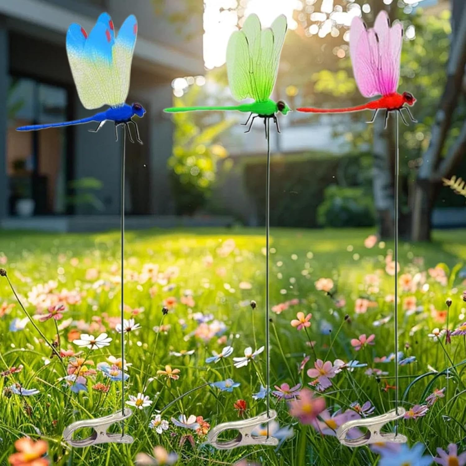 Dragon Fly Garden Decoration - Garden Stakes Fake Dragonfly Ornaments | Exquisite Planter Ornaments Decor Supplies for Farm Pathway Driveway Accessories image number 3