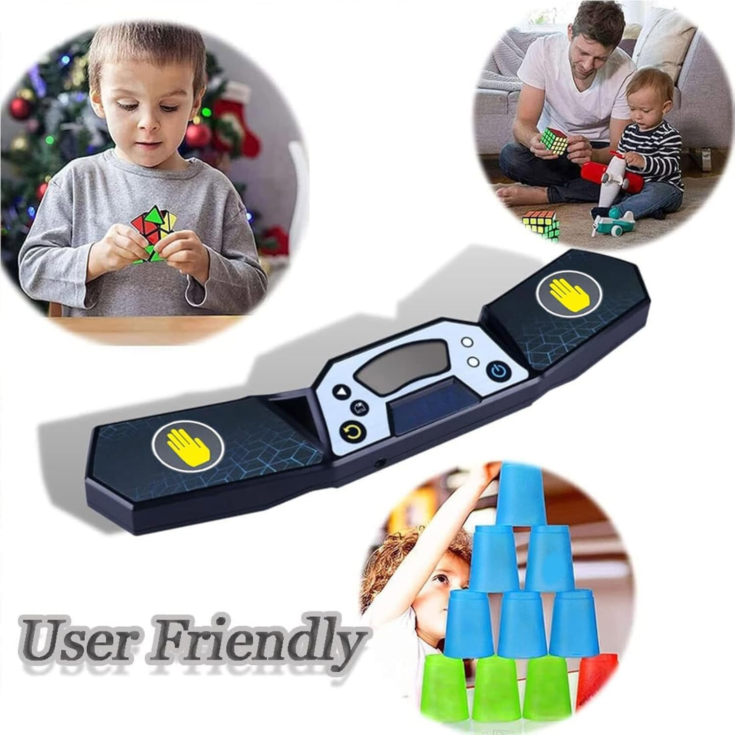 Cube Timer Clock, Speed Cube Timer for Stack Competitions & Speed Races, Automatic Hand-Touch Control, Professional Display Timer for Puzzle Enthusiasts image number 1