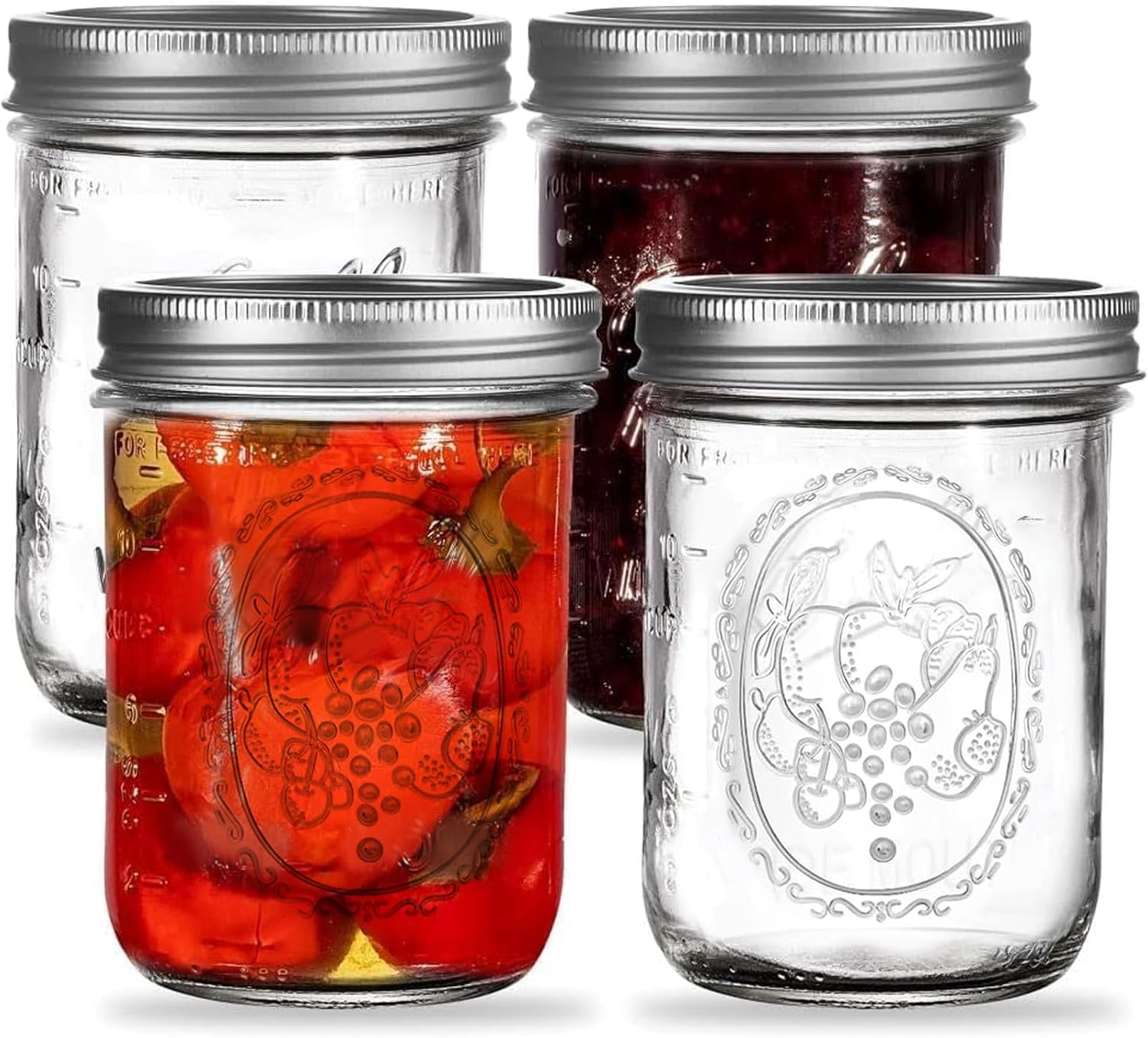 16 Oz Wide Mouth Mason Jars Mason Jars with Airtight Lids and Bands for Canning, Fermenting & Pickling (4)
