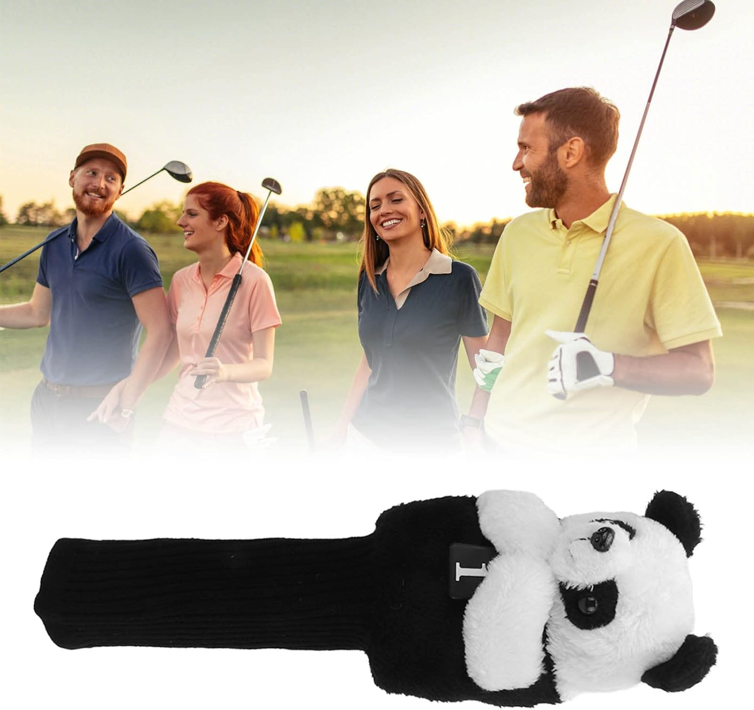 Golf Club Head Covers Golf Putter Headcovers Cute Panda Driver Head Cover Funny Golf Club Protector Soft for Women and Men image number 4