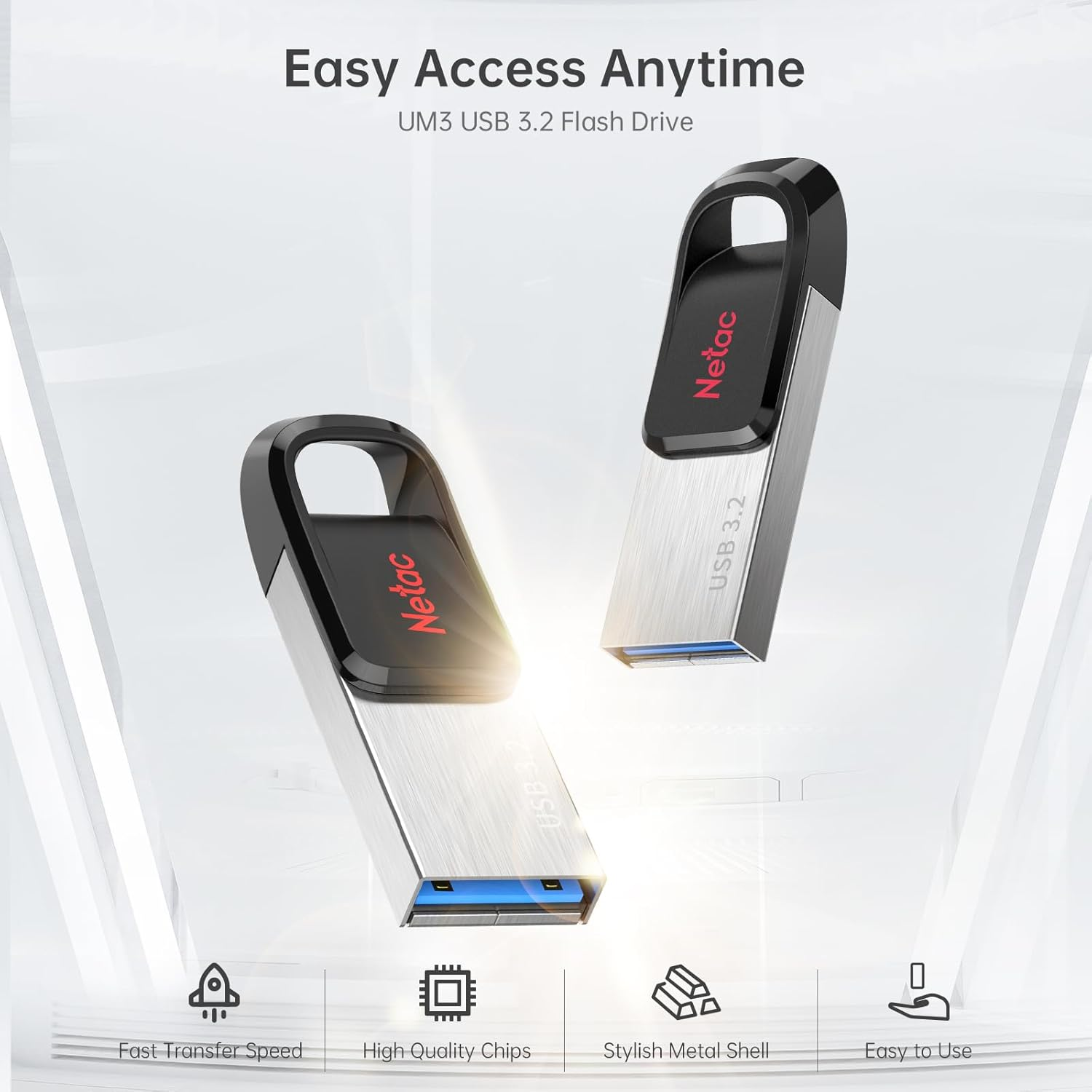Netac UM3 64GB Flash Drive USB 3.2 Interface Read Speeds up to 120Mb/S Metal Enclosure for Computers In-Vehicle Devices Game Consoles and Other Devices image number 5
