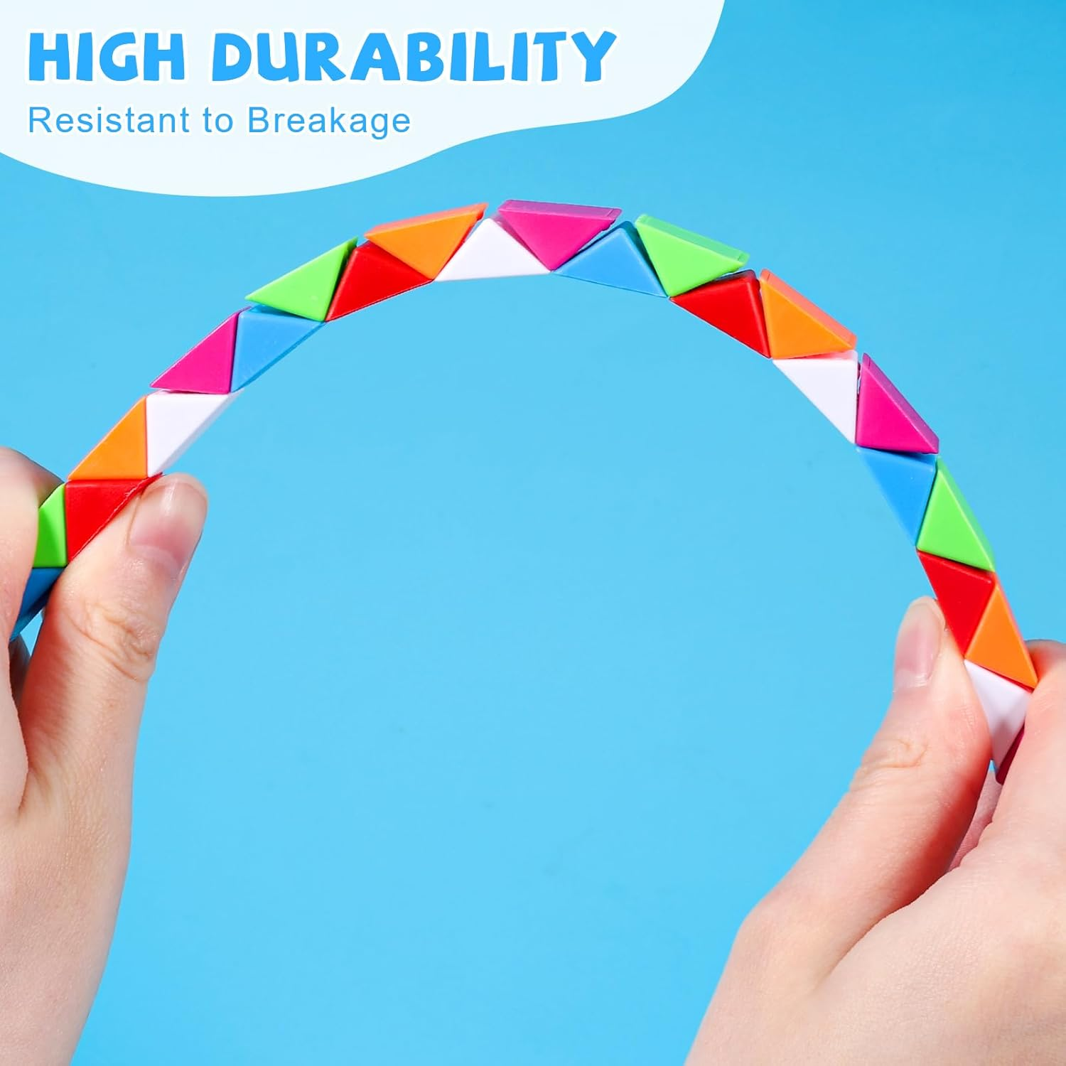 JOLLYFUN 12 Pack Magic Snake Cube Fidget Toys for Kids - 24 Blocks Rainbow Twist Puzzle, Party Favors, Classroom Prizes, Birthday Goodie Bag Fillers, Stress Relief Sensory Toys image number 4