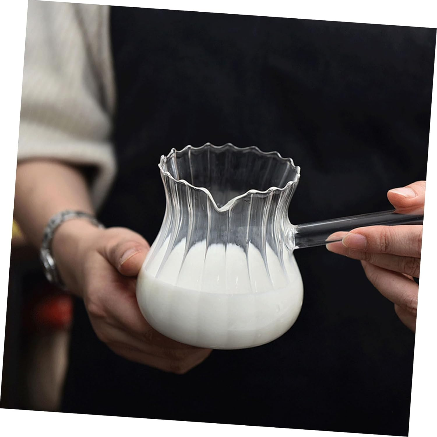 IMIKEYA Milk Cup Turkish Coffee Maker Tea Milk Espresso Creamer Housewarming Butter Melting Pot Beverage Serveware Coffee Pitcher Mug Milk Frother Cup Pull Flower Cup Vintage Glass image number 3