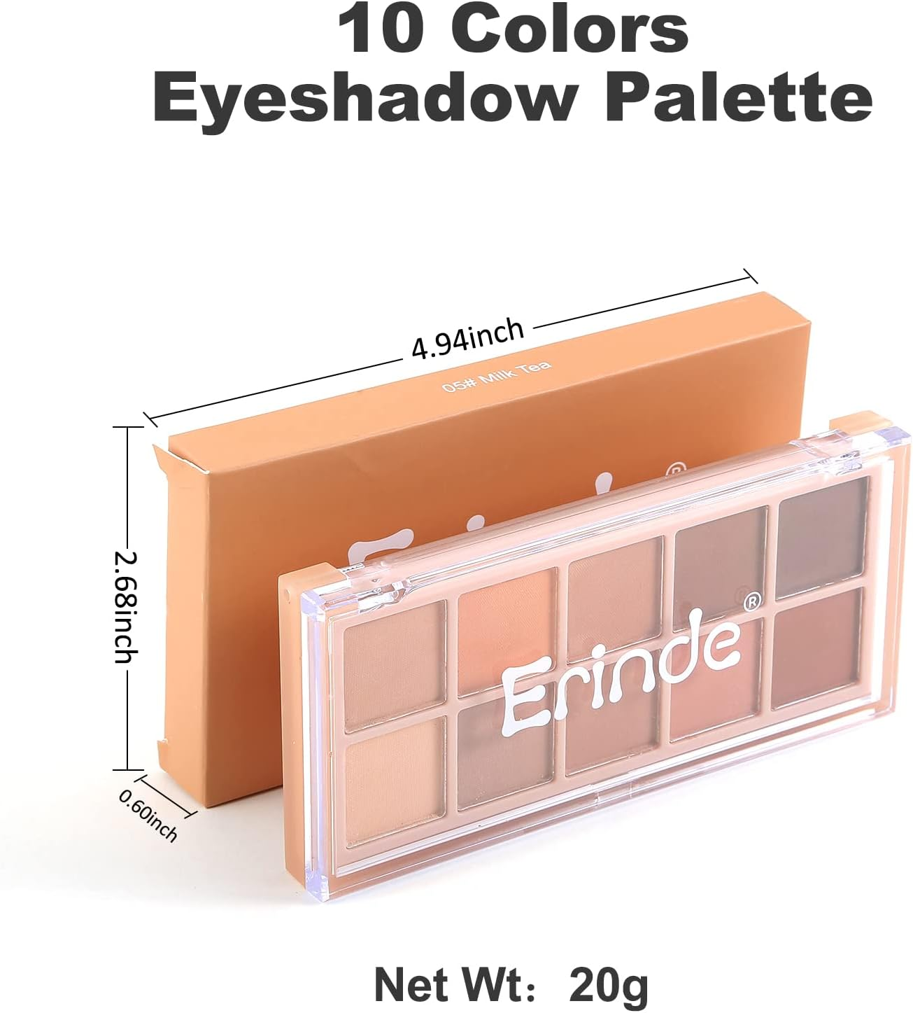 Erinde 10 Colors Eyeshadow Palette - Matte Shimmer Glitter Ultra-Blendable, High Pigmented, Natural-Looking Korean Eye Makeup, Pink Eyeshadow Palette with Brush, Milk Tea - Cement image number 5