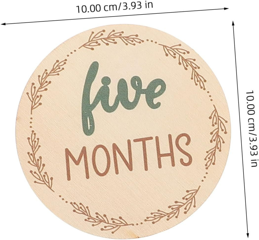Gadpiparty Monthly Milestone Wooden Discs Photo Prop Growth Milestone Months Signs Decorative Wooden Cards for Photos image number 1
