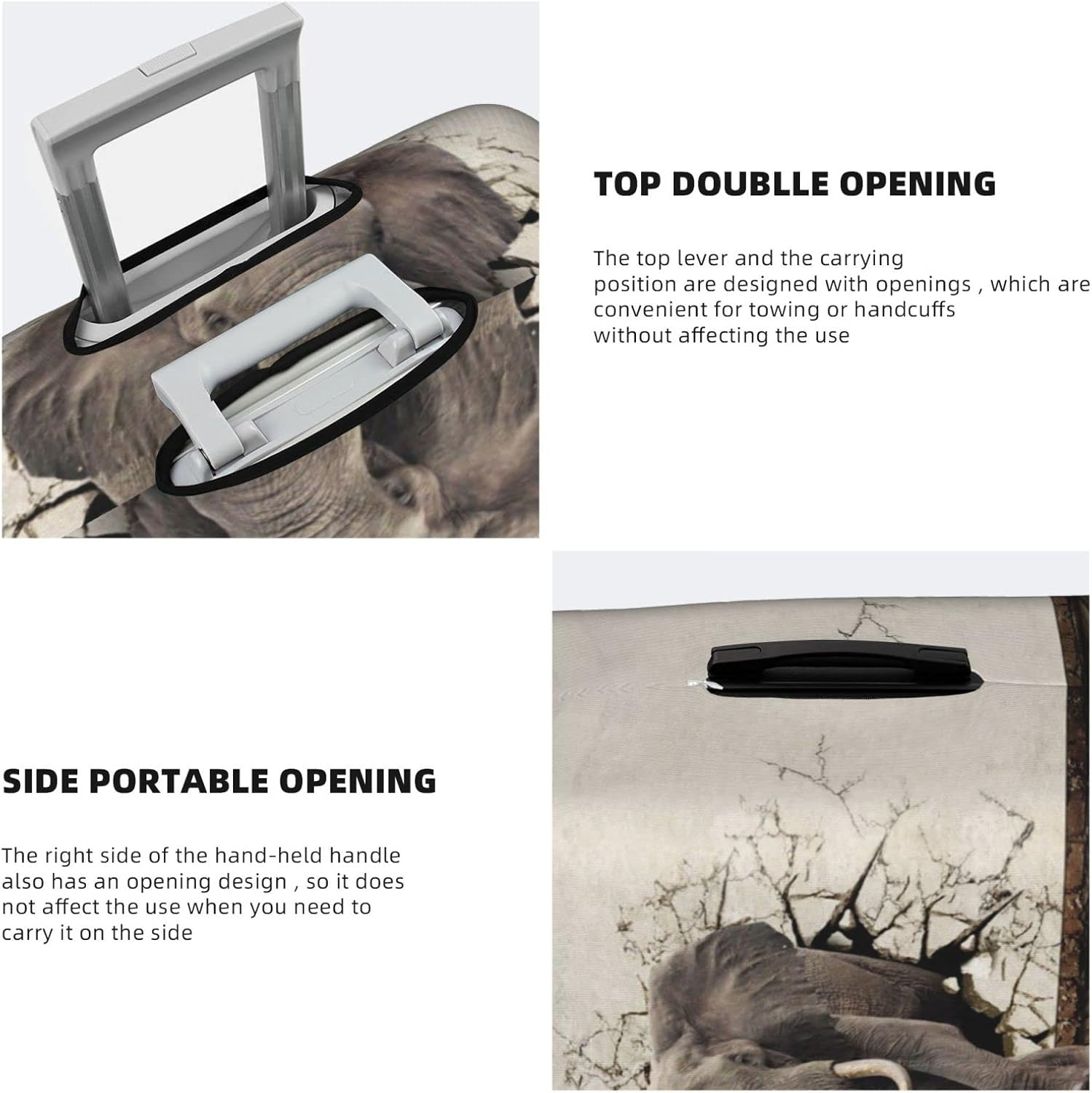 Broken Wall Elephant Luggage Cover Anti-Scratch Suitcase Protector Fits 18-32 Inch Luggage image number 2