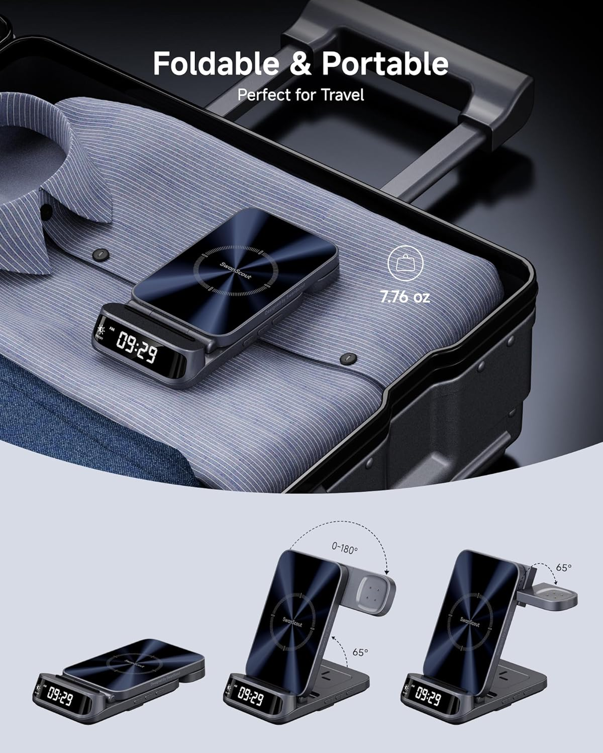 Wireless Charger for Pixel Watch 3/2 (Not for Pixel Watch 4/1), 3 in 1 Charging Station for Google 9 Pro Fold/9 Pro/9A/8/7/6/5, Swanscout 708G2