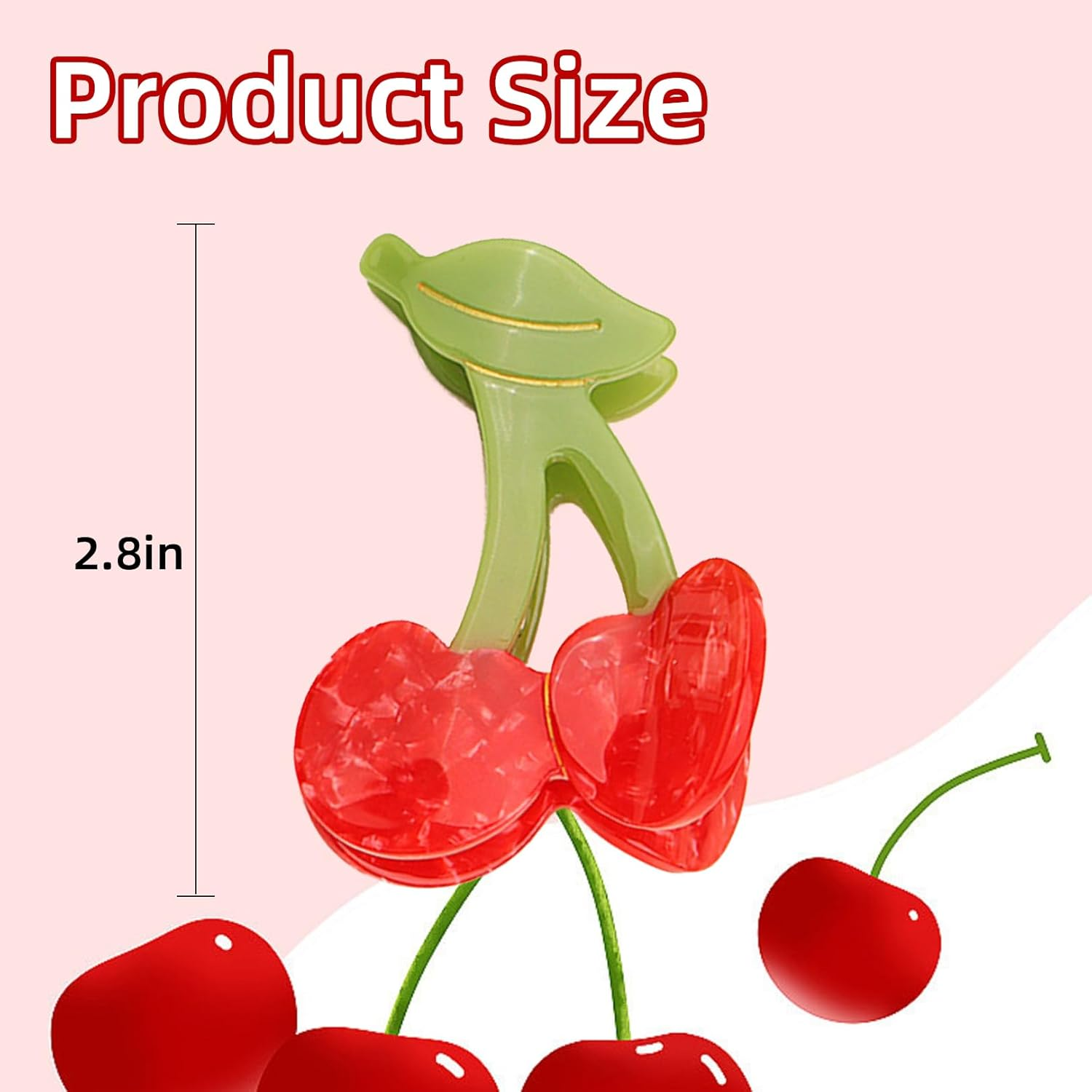 Cute Cherry Hair Claw Clips, Red Fruit Hair Clip, Hair Clip, Red, Summer Hair Clips, Fruit Hair Clips, Small Hair Claws, Suitable for Women to Organise and Decorate Your Hair image number 5