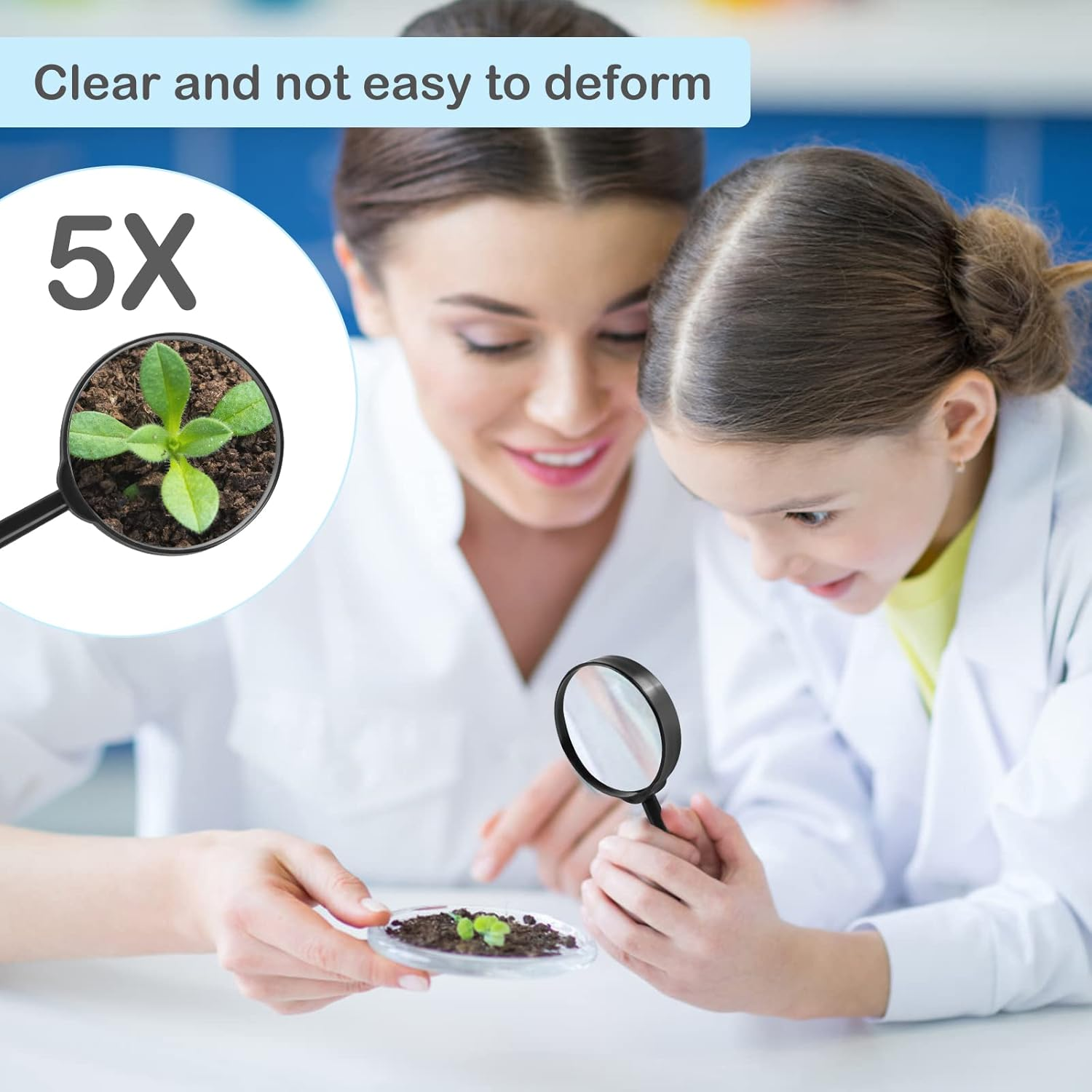 32Pcs Magnifying Glass for Kids, Hand Lens Portable Magnifying Glasses for Science Class, Outdoor Activities, Party, Reading (Black) - Blue,Green,Orange,Pink,Red image number 6