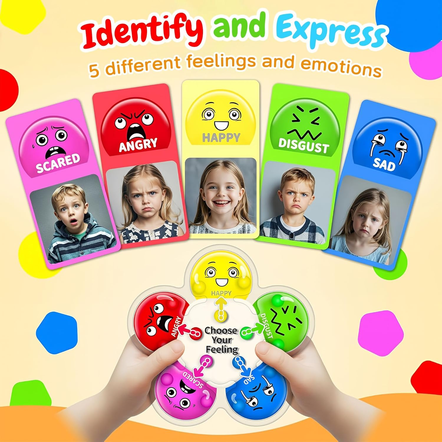 Color Sorting Sensory Toy for Toddlers &ndash; Montessori Fine Motor Skills & Flower Emotion Learning Toy, Calming down Fidget Toy for Kids with Autism ADHD, Preschool Color Matching Educational Gift image number 5