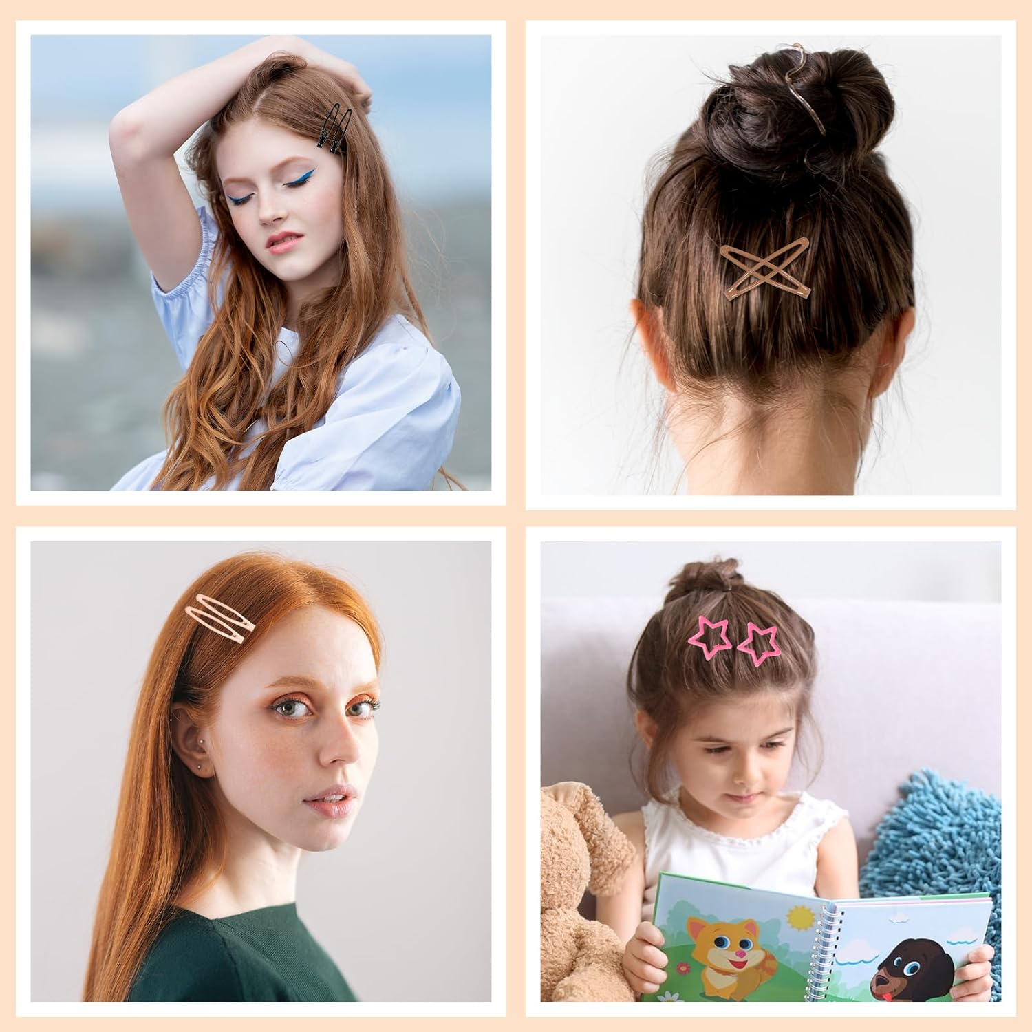 16 Pcs Metal Snap Hair Clips for Women, Non-Slip Hair Barrettes for Thick and Thin, Stylish Hairs Accessories (Black, Dark Brown, Light Brown, Beige, 2.4 X 0.43 Inches) image number 1