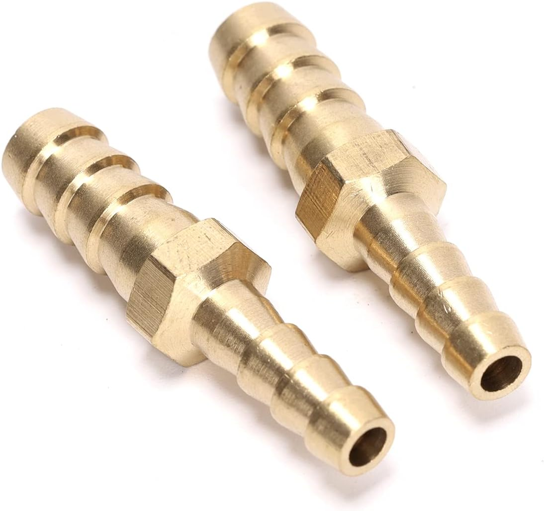 2Pcs Brass Hose Barb OD (1/4" to 5/16") for Air Water Fuel Hose Adapter Joiner Reducer Connector (2Pcs 6Mm-8Mm) image number 2