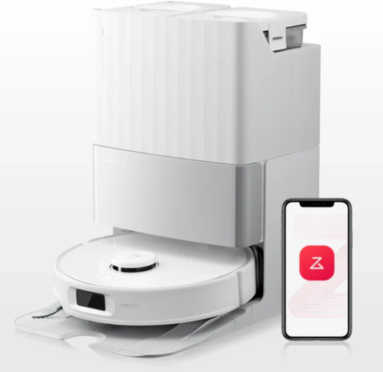 Roborock Qrevo Edgec Robot Vacuum and Mop with Multifunctional Dock 3.0, 18,500Pa Suction, Zero-Tangling, Flexiarm Arc Side Brush, 17Mm Mop Lifting, Hot Water Mop Washing & Drying, Self-Emptying