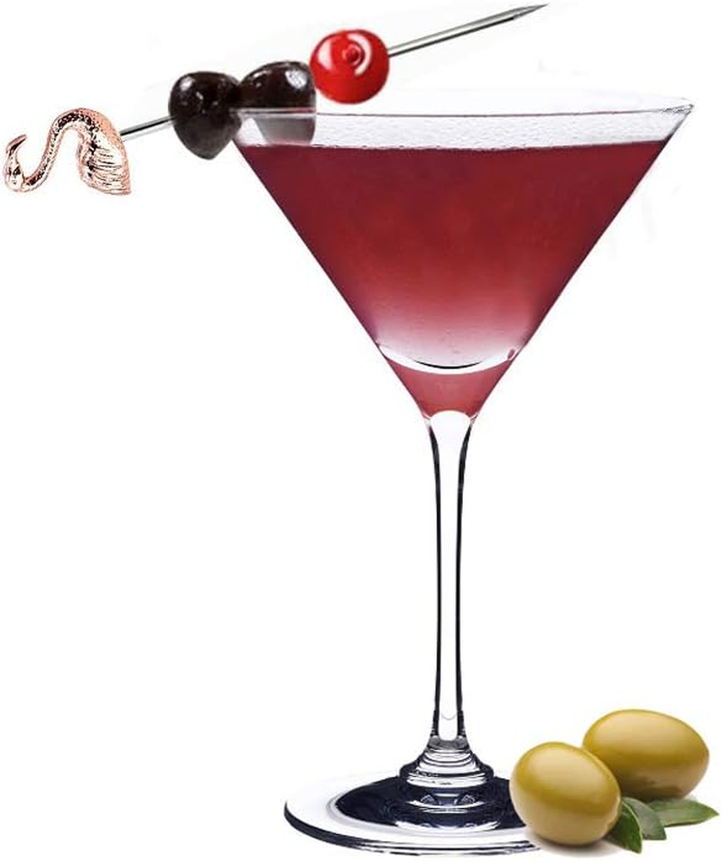 Flamingo Martini Cocktail Picks Reusable Olive Picks Garnish Skewer Fruit Toothpicks Pack of 8 (Rose Gold Flamingo)