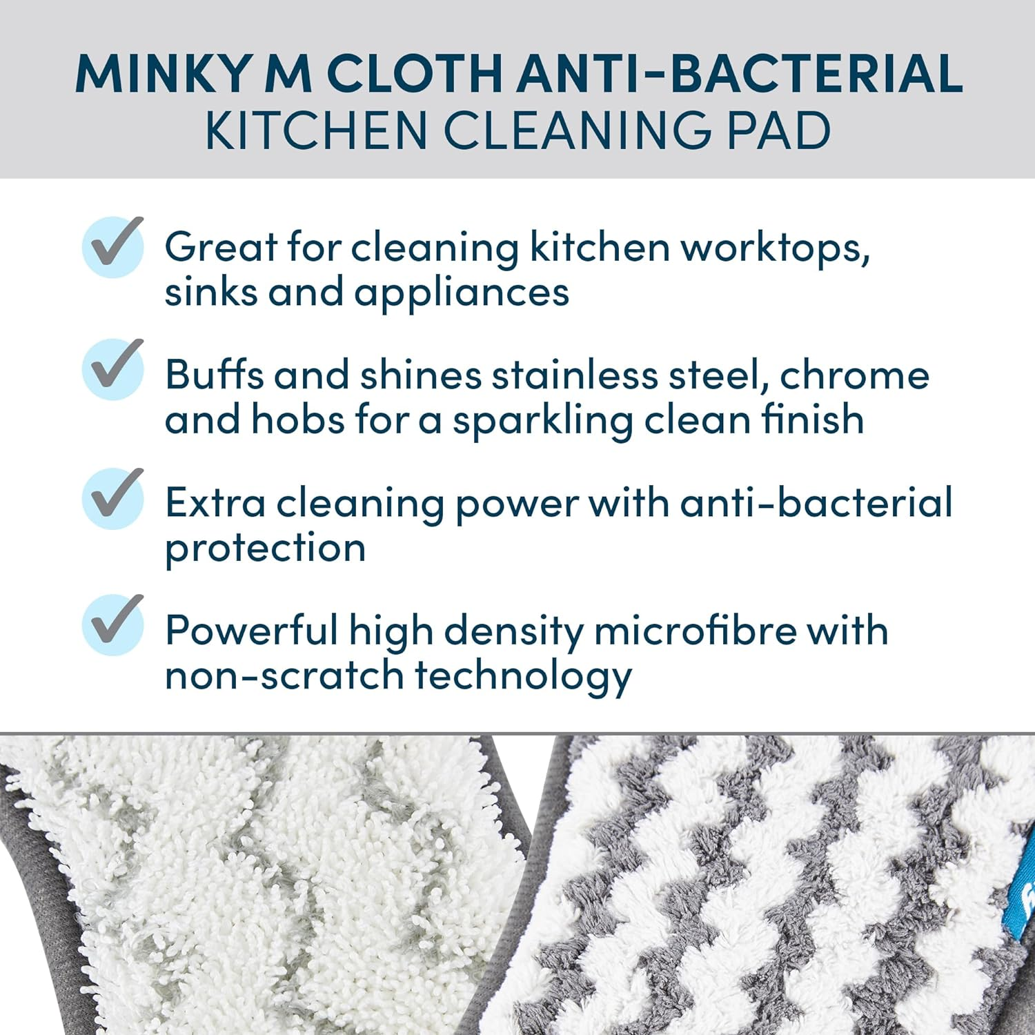 Minky M Cloth Anti-Bacterial Kitchen Cleaning Pad - Dual-Sided Microfibre Cleaning Cloth for Kitchen Surfaces - Minky Kitchen and Household Cleaning with Non-Scratch Technology image number 5