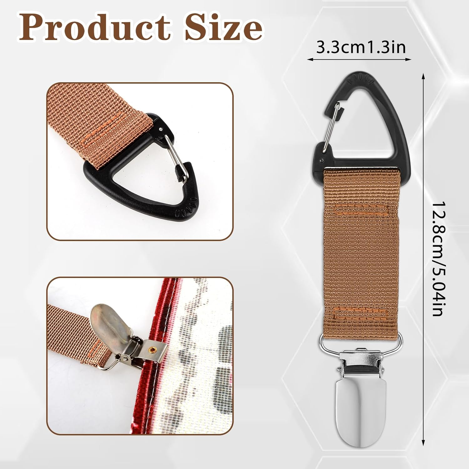 Mabor 4Pcs Hat Clips for Travel on Bag,Hat Clip,Hands-Free Quick Access & Removal,Travel Accessories,Outdoor Bags, Backpacks, Purses,Beach Hat Totes for Women Girls Beach, Black, White, Khaki, Silver image number 4