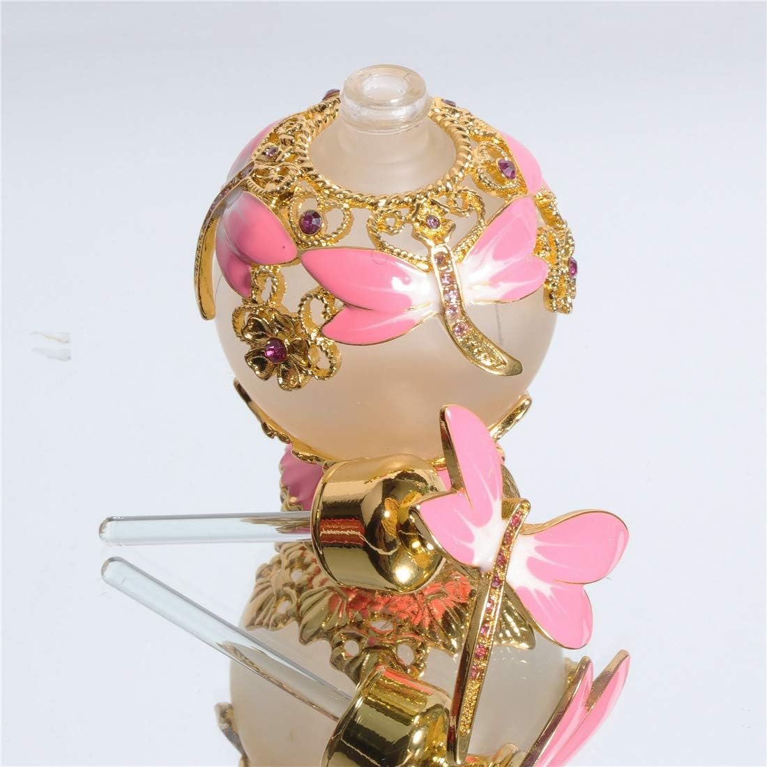 Waltz&F Pink Dragonfly Vintage Refillable Perfume Bottle Empty Frosted Glass Essential Oil Bottle Home Decor 25Ml