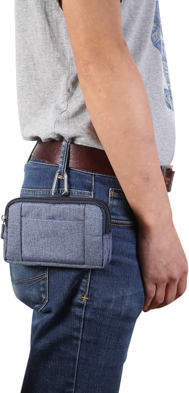 Men'S Mobile Phone Holster with Belt Clip, Cell Phone Belt Clip Bag, Zipper Smartphone Waist Bag Mobile Phone Holster Belt Pouch Fanny Pack Wallet with Carabiner Belt Loop for Outdoor Sport Travel image number 5