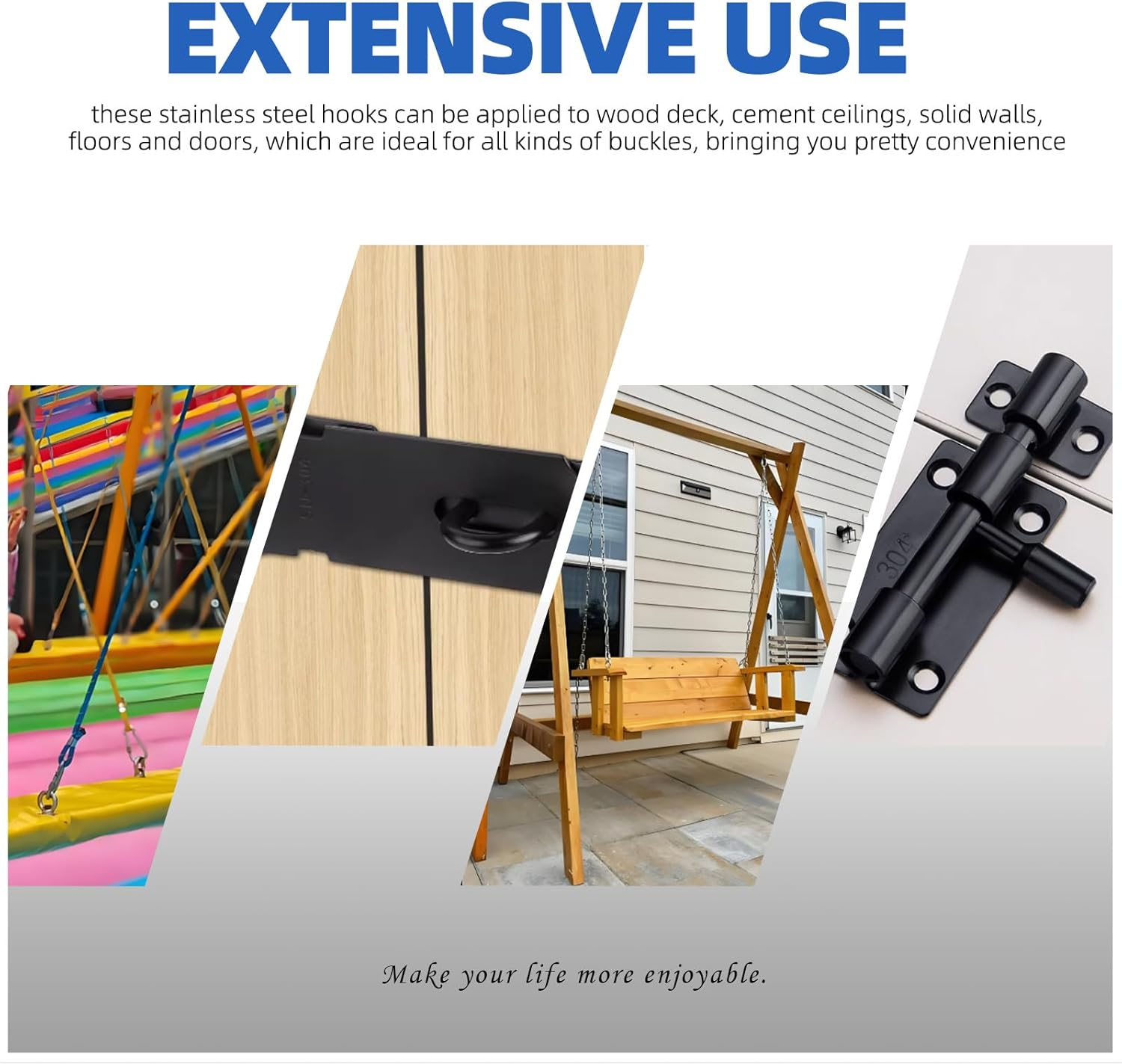 Glarks 36Pcs M5 Stainless Steel Pad Eye Plate Hook Kit, Diamond Eye Plate U Hooks Heavy Duty Ceiling Hooks and Carabiner Clips Snap Hook for Ceiling and Mounting Hanging Hardware