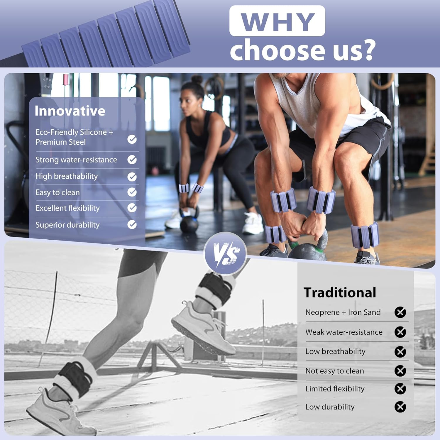 Adjustable Ankle Weights for Men-Pilates Wrist and Weighted Bangles for Women,2 Lbs Weighted Arm Bands Foot Leg Weights for Walking,Yoga, Training,Exercise, Running,Set of 2 image number 5