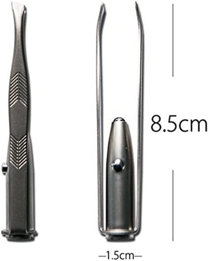 Silver Creative Led Light Eyelash Eyebrow Hair Removal Stainless Steel Make up Tweezer Durability and Practicality, Hair Removal Tweezers,Women'S 8.8X0.8X1.6Cm, image number 6