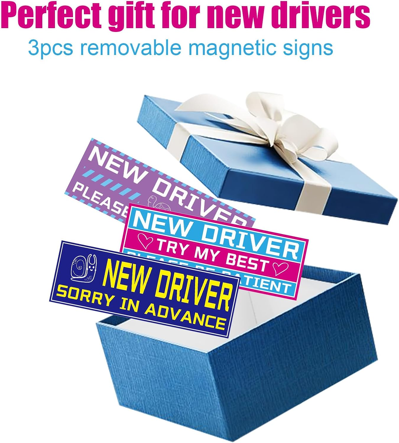 3Pcs New Driver Magnet for Car, Reflective Please Be Patient New Driver Signs Funny Student Driver Magnetic Bumper Sticker Removable Novice Driver Vehicle Safety Warning Sign image number 3