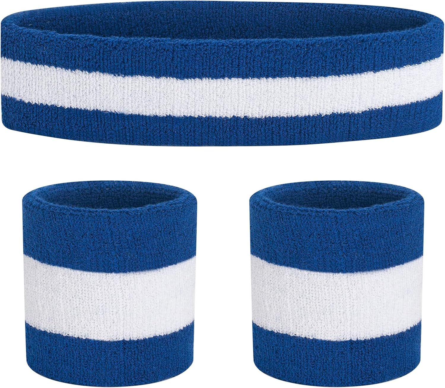 Sweatbands Set, Headband and Wrist Sweatbands Cotton Sweat Band for Athletic Men and Women, Sports Headbands for Fitness Yoga Running