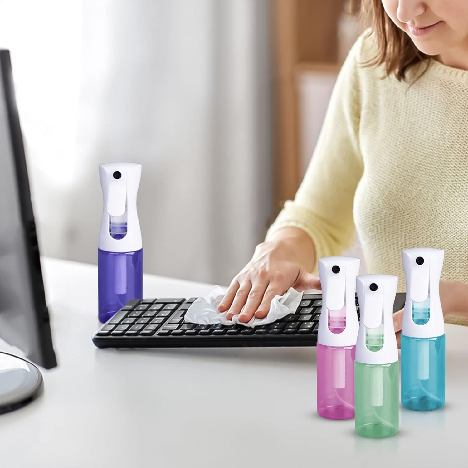 VIGOR PATH Continuous Fine Mist Spray Bottle &ndash; 5Oz/150Ml Refillable Water Mister for Hair, Cleaning, Plants & Beauty (Variety Pack) - Gradient Pink image number 7