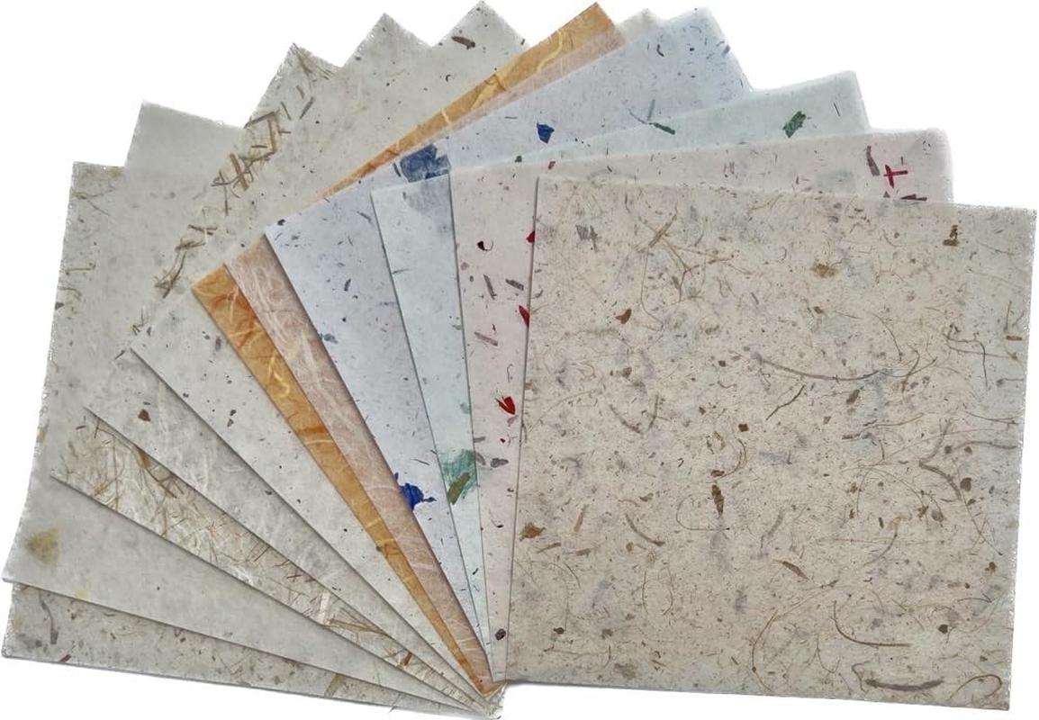 50 Sheets 6 X 6 Inches Natural Fiber Mullberry Tree Square Origami Paper Arts Folding Craft, Decoration Paper, Square Folding Paper DIY Crafts (Tamarind, Rice Straw Etc) image number 1