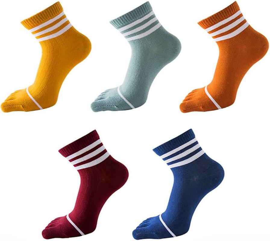 Toe Socks Cotton Crew Five Finger Socks Running Athletic for Men Women 5 Pack