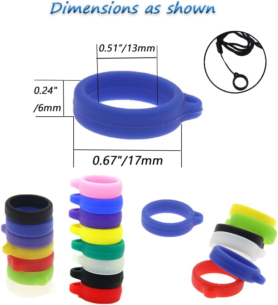 100 Pcs Anti-Lost Silicone Rubber Ring Holder, Silicone Lanyard Holder Case for Pen, Pen Anti-Lost Silicone Rubber Ring for Pen Devices Office or Daily Sports (Dia. 0.5"/13Mm, Mixing Colors, image number 4