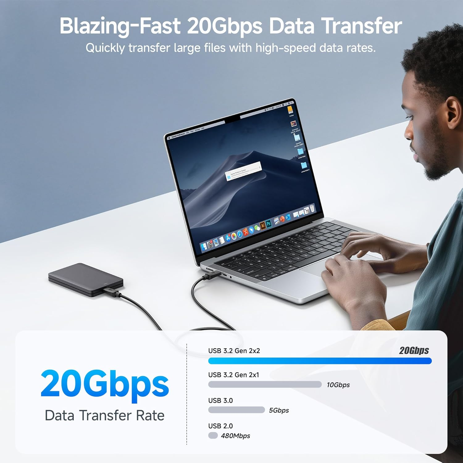 Cable Matters 20Gbps USB C to USB C Cable - 0.9M, Short USBC Cable for [8K@30Hz / 4K@120Hz Video, 240W Charging, 20Gbps Data Transfer], USB3.2 Gen 2X2 image number 2