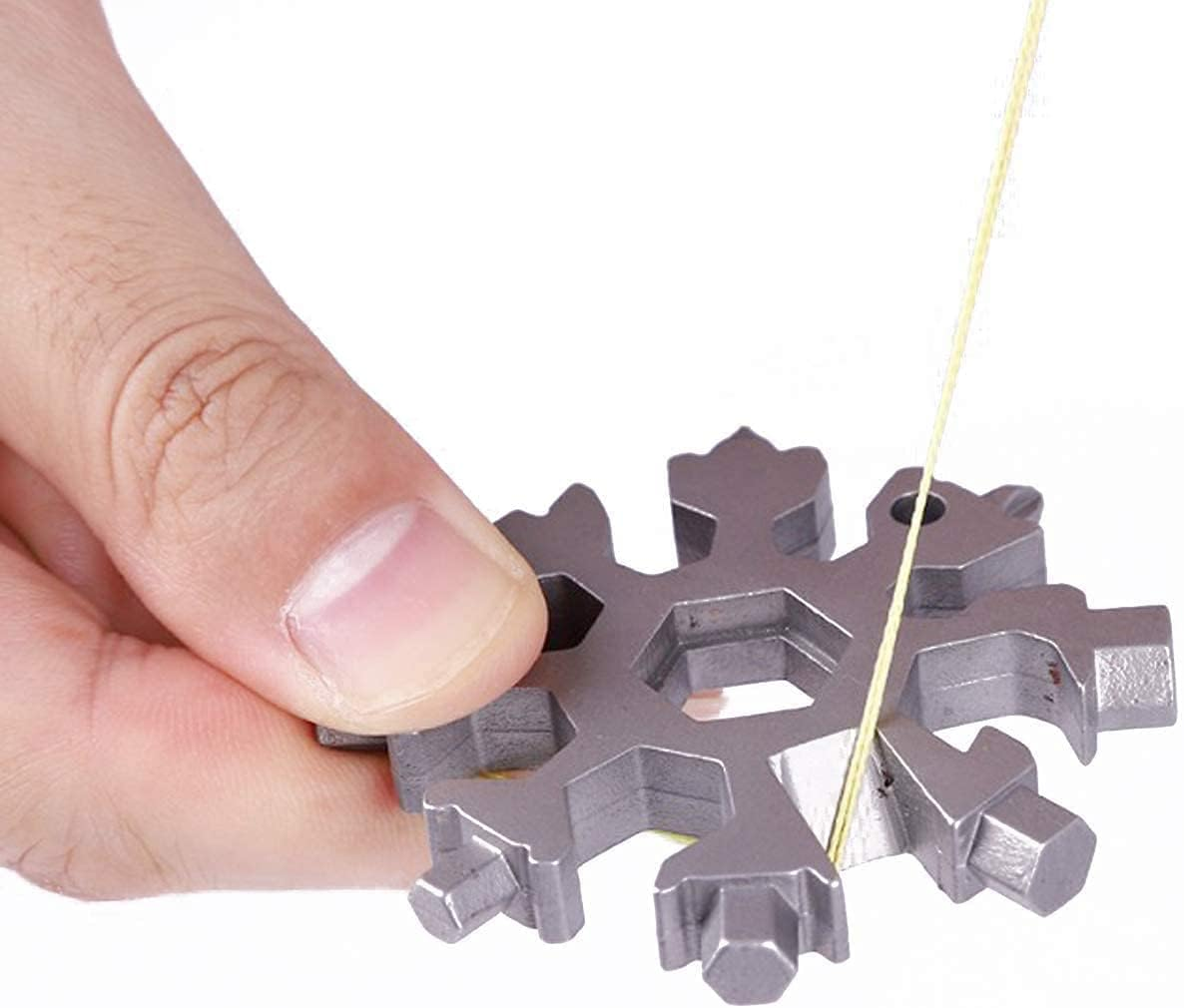 3 Pack Snowflakes Multitool Stainless Steel Bottle Opener /18 in 1 Flat Philips Screwdriver Kit/Wrench Pocket Keychain Tool for Outdoor Camping,Travelling image number 3