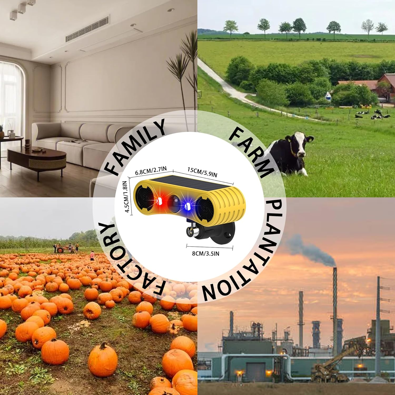 QXMH Solar Outdoor Motion Sensor Alarm-129Db Loud Noise Maker Ultrasonic Solar Infrared Induction Alarm,Outdoor Security Lights Waterproof Lamp，Red and Blue Flashing Alarm (4 Pack) image number 3