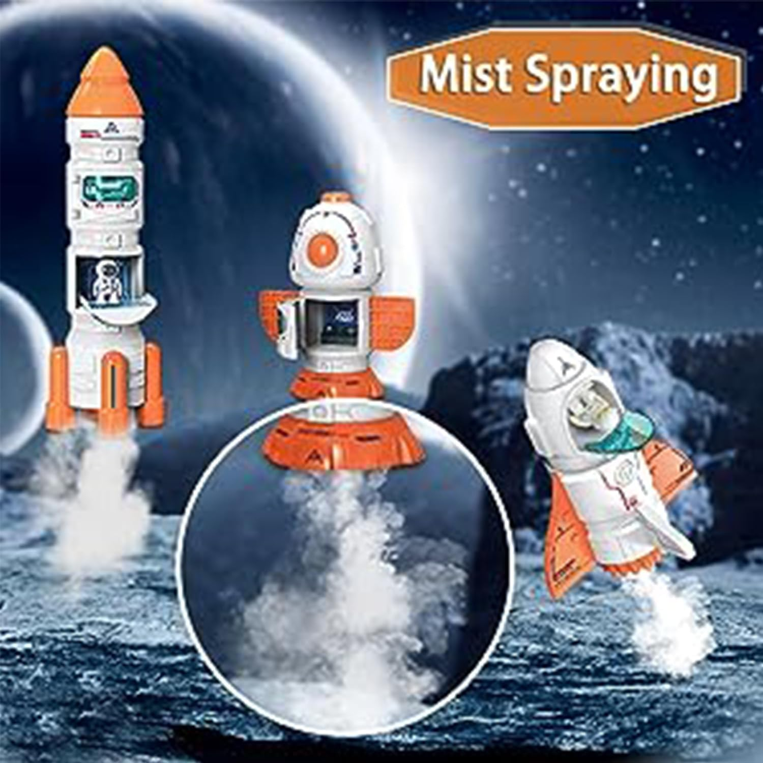 Space Toy for Kids Rocket Ship Toys with Space Shuttle, Astronaut Figures, Space Rover, Spaces Station, 5 in 1 Spaceship Toy for Boys 3-8, Aerospace Model Space Figure Toys with Sound & Lights image number 5