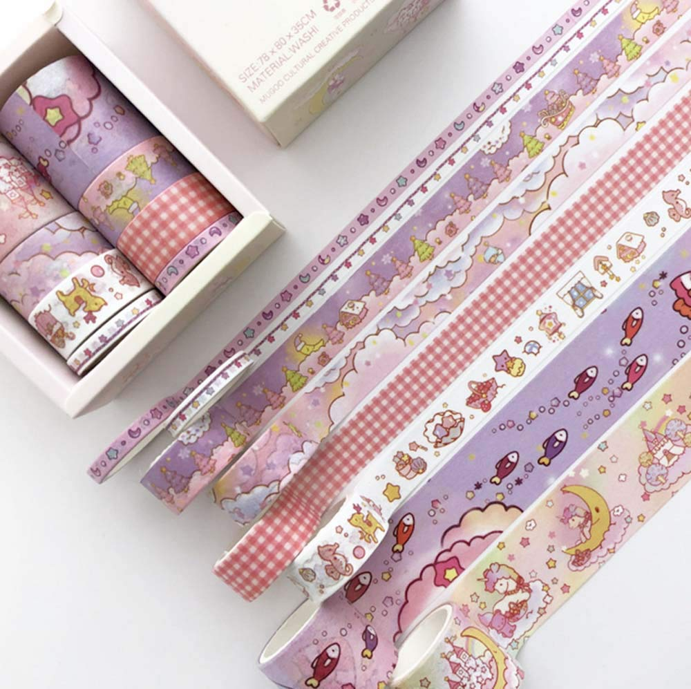 8 Rolls Washi Tape Set, Cute Green Plants Floral Animals, Decorative Tape for Scrapbooks, Journals, DIY Decor and Craft Aplied (Green)