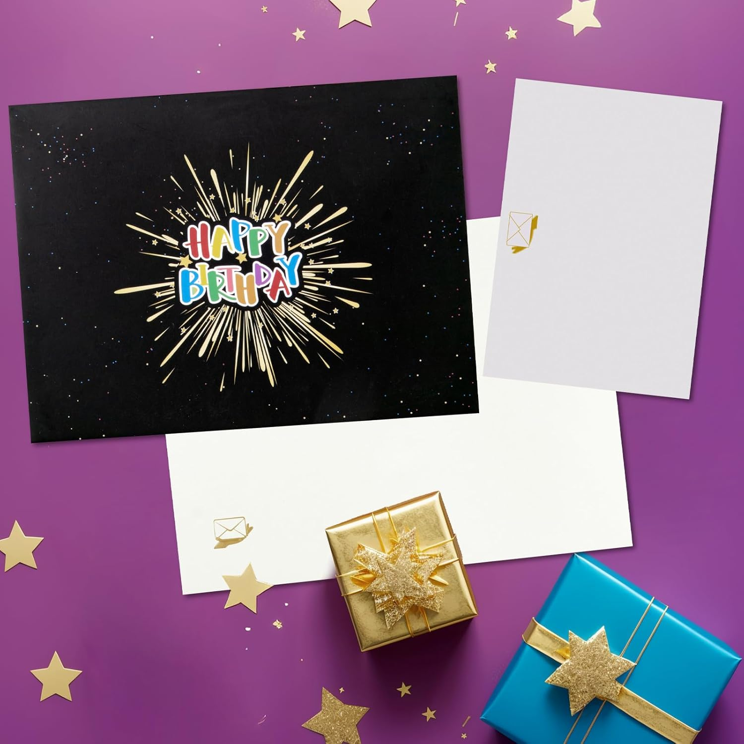 Musical 3D Birthday Cake Pop-Up Card with LED Lights and Music &ndash; Happy Birthday Card with Fireworks and Balloons &ndash; for Kids, Adults, Friends, and Family &ndash; Birthday Gift with Envelope and Notecard