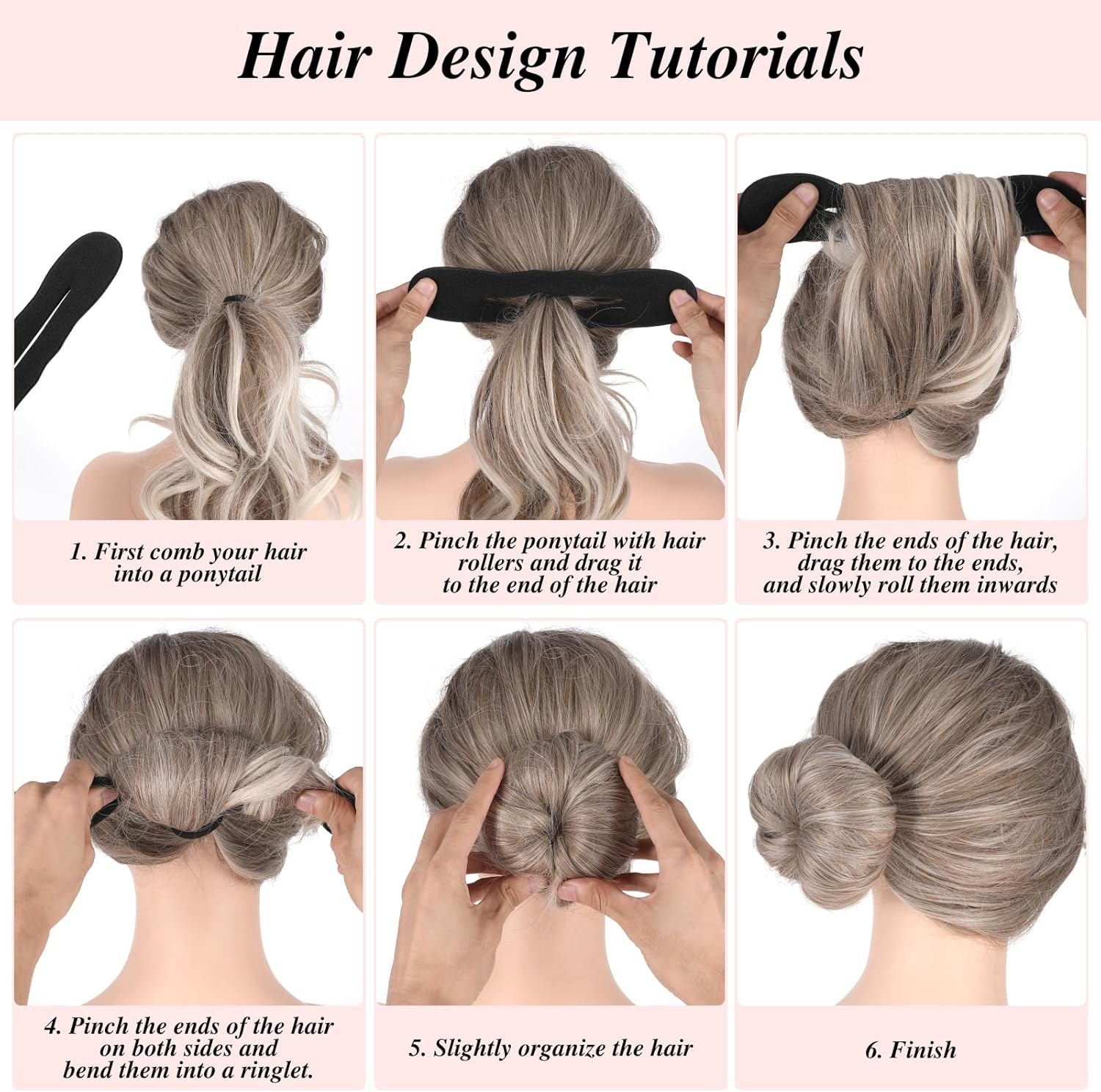 11Pcs Hair Bun Maker Kit, (3 Large, 4 Small) Soft Foam Sponge Buns with 3Pcs Twist Hair Tool and Comb, Reusable Flexible Hair Bun Donut for Women Updos, Ballet Buns, Waves Style