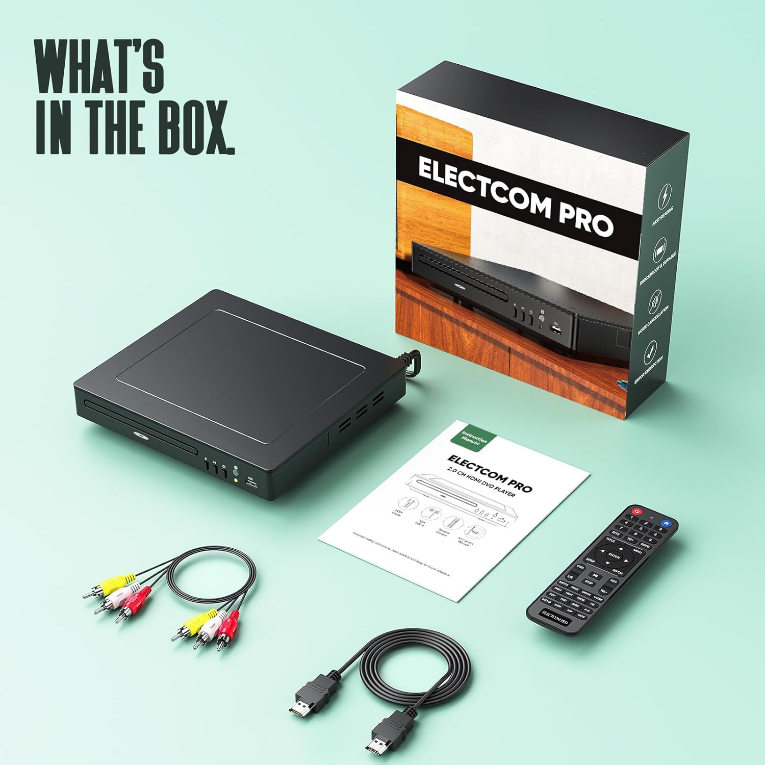 DVD Players for Smart TV with HDMI, DVD Players That Play All Regions, Simple DVD Player for Elderly, CD Player for Home Stereo System - Black