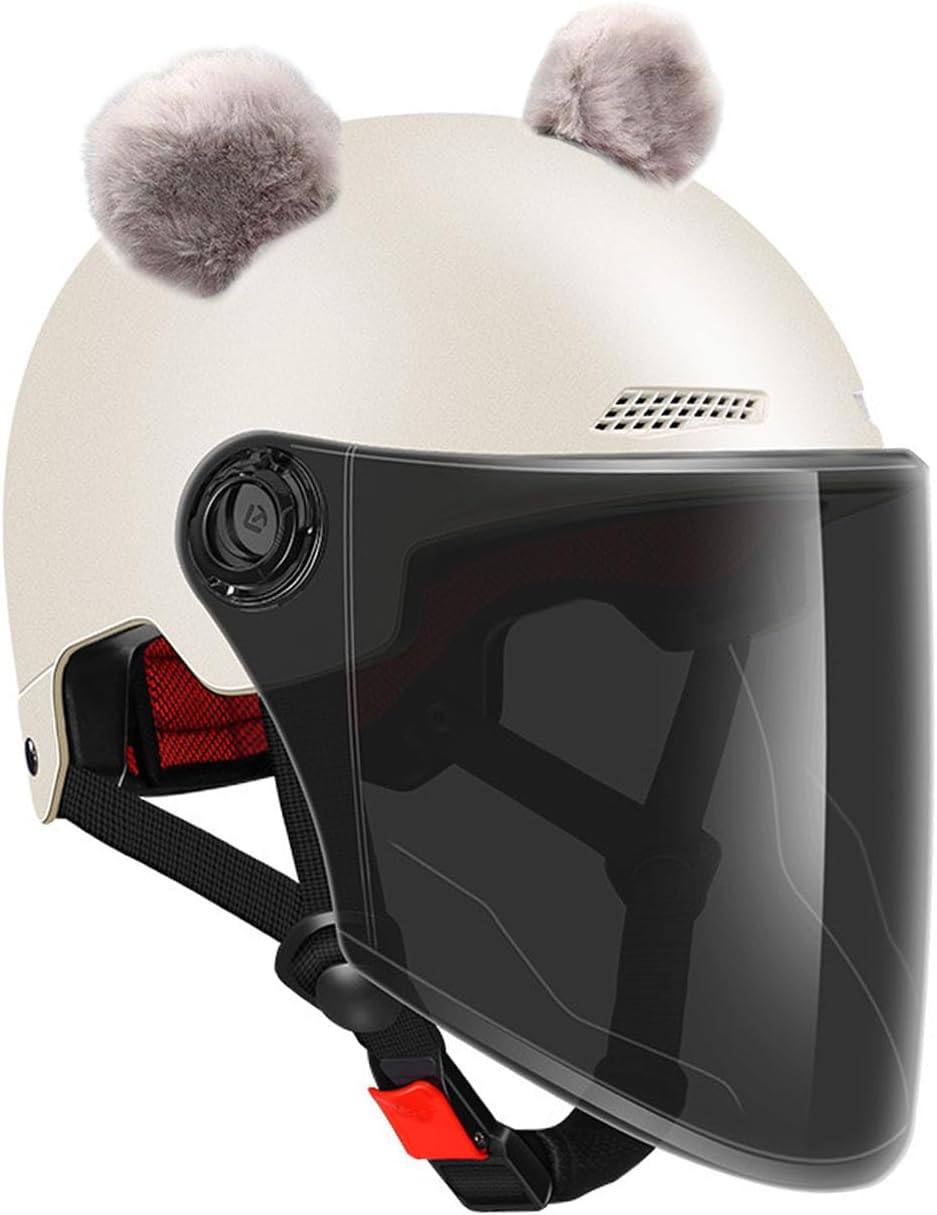 1 Pair Cute Bear Ear Motocycle Helmet Decor with Sticker Plush Fuzzy Ski Helmet Accessory Decoration image number 1
