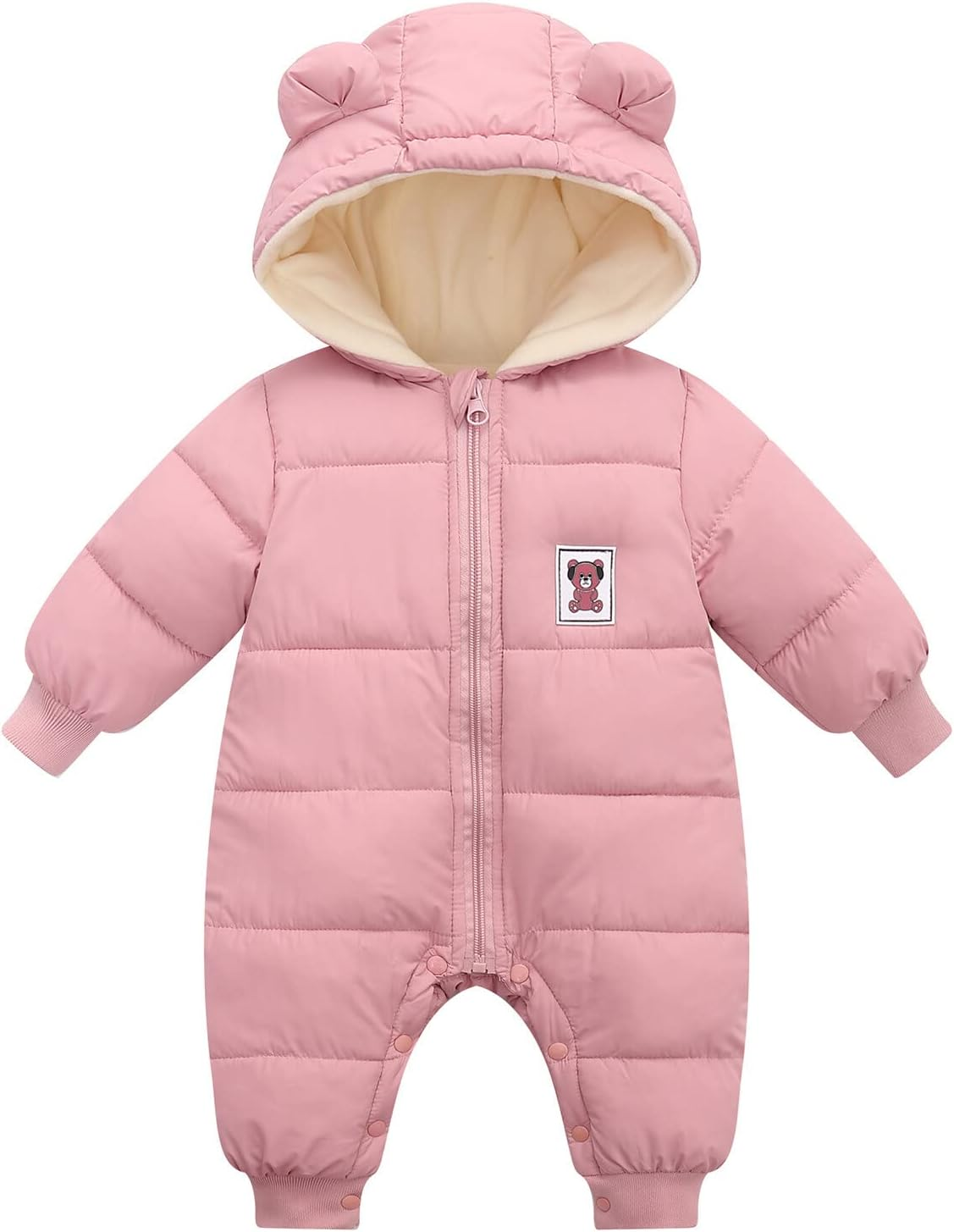 KEOYA Baby Snowsuit Infant Boys Girls Winter Warm Jumpsuit Thick Hooded Bodysuit One Piece Snow Wear Romper