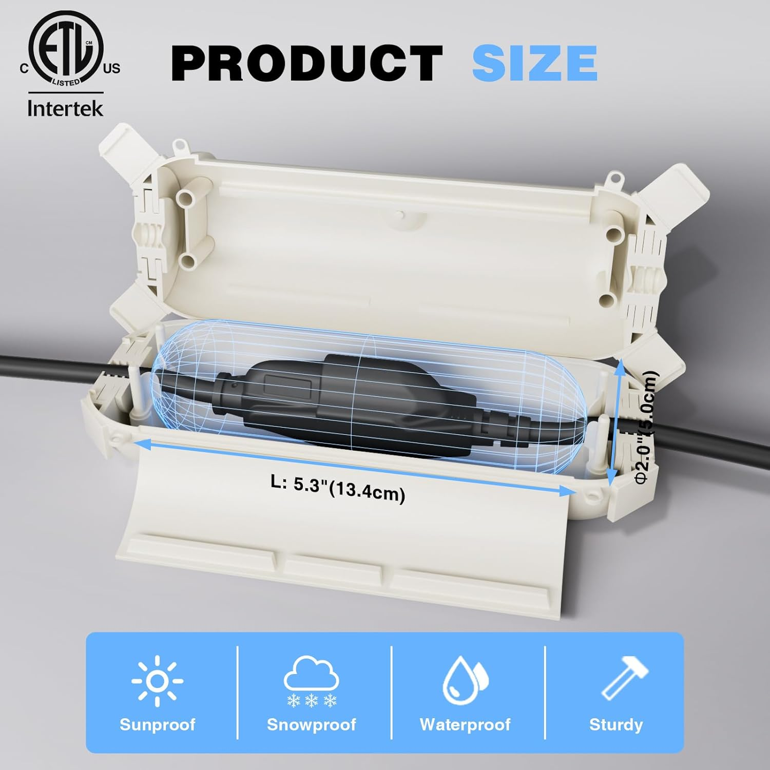 Flemoon [3 Pack] Outdoor Extension Cord Safety Cover with Waterproof Seal, Weatherproof Electrical Connection Box for Outdoor Outlet, Plug, Socket, Halloween, Christmas Holiday Decoration Light, White image number 2