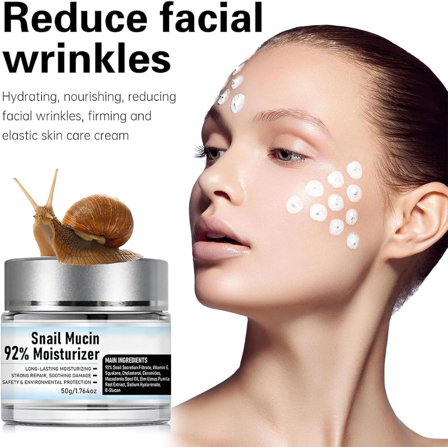 Snail Mucin 92% Moisturizer Daily Face Gel Cream,Hydrating Snail Mucin Repair Face Gel,Crema De Baba De Caracol Original,Hydrating Repair Face Gel Cream for Dry & Sensitive Skin All Skin Types (2) image number 3