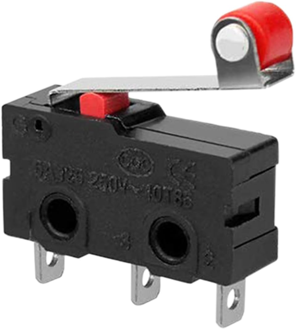DIGISHUO 10Pcs Micro Limit Switch KW12-3 AC 250V 5A SPDT 1NO 1NC Micro Switch Normally Open Close Limit Switch with Roller Lever Arm Black (10Pcs KW12-3) image number 1