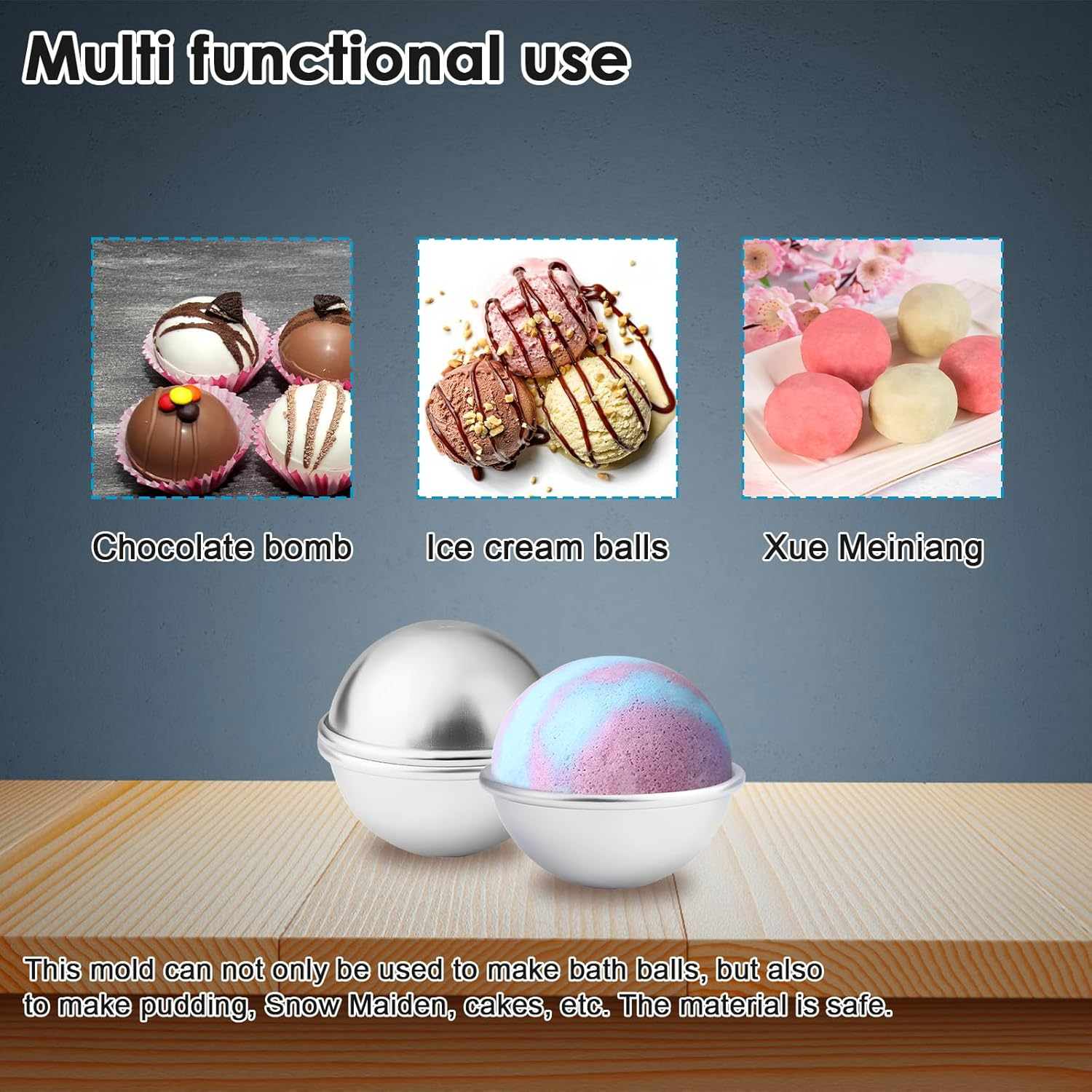 30 Pcs Bath Bomb Mold Aluminum Alloy Soap Mold Ball Shape Bath Bomb Moulds Press Metal Bath Bomb Accessories Handmade Cake Baking Mold 6.5Cm 5.5Cm 4.6Cm for Bath Bomb Soaps Cake image number 5