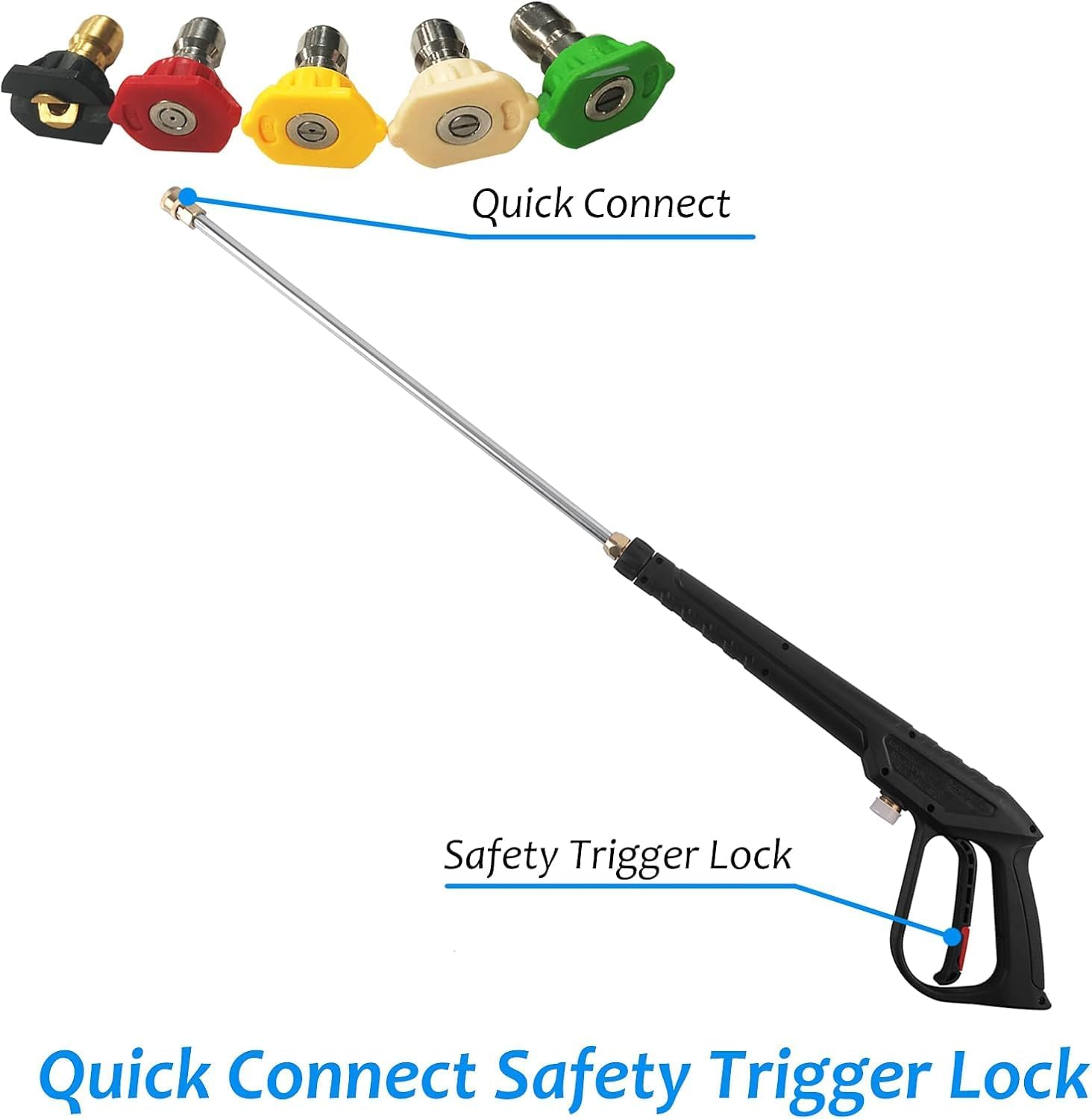 WXNANY High Pressure Washer Gun with Extension Wand 5 Adjustable Nozzle Tips for Cars Fences Driveways Patios, M22-14Mm Fitting, Max 3600 PSI, 6.6GPM image number 2