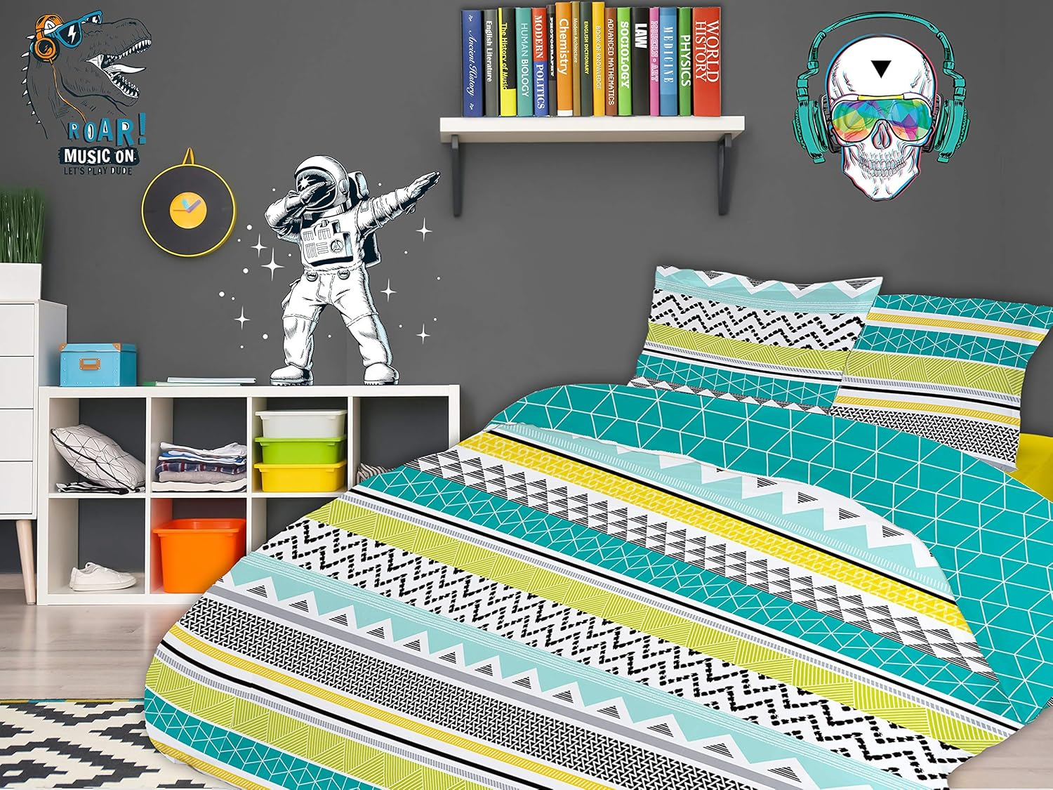 CALITEX Graphic 3-Piece Bedding Set, 240 X 220 Cm, 100 Percent Cotton, Multi-Colour, 240 X 220 Cm image number 1
