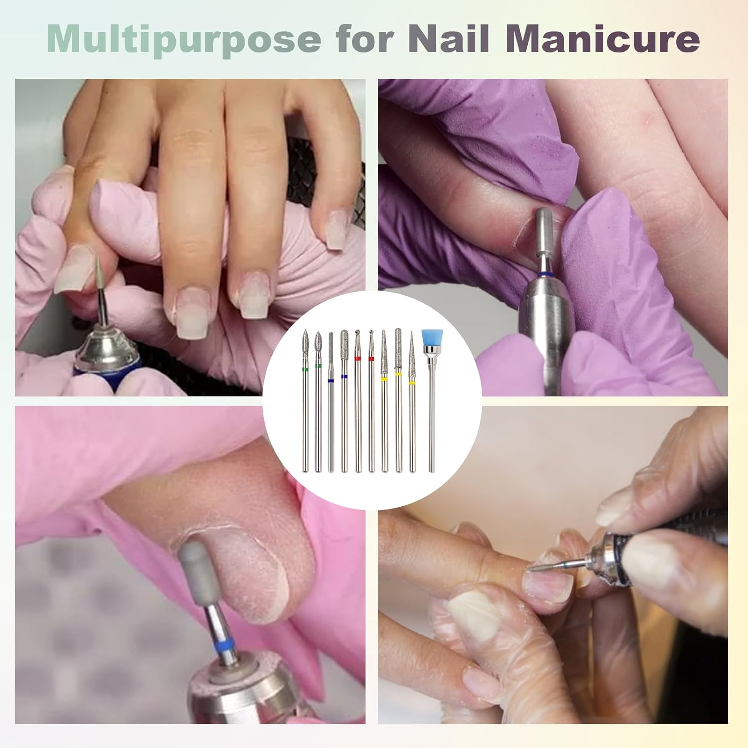 Nail Drill Bits, 10 Pcs Professional Nail Supplies Set for Manicure Pedicure, Melody Susie Nail Drill Bits
