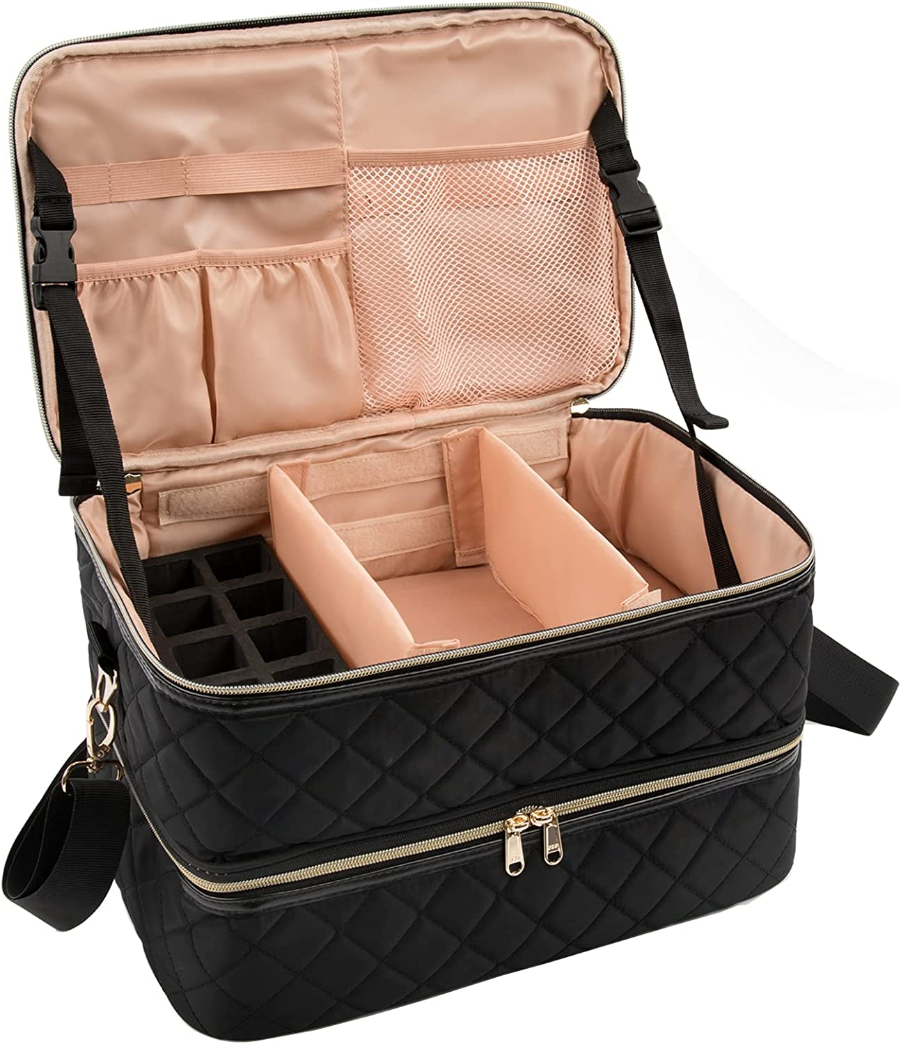 Nail Polish Organizer Case, Nail Lamp Storage Bag Holds 40-50 Nail Polish Bottles (0.5 Fl Oz - 0.3 Fl Oz) and Nail Drill, Manicure Set image number 4